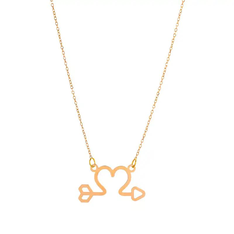 گردنبند طلا زنانه طرح قلب و تیر قو طلایی-1.00 گردنبند طلا زنانه طرح قلب و تیر قو طلایی-1.00