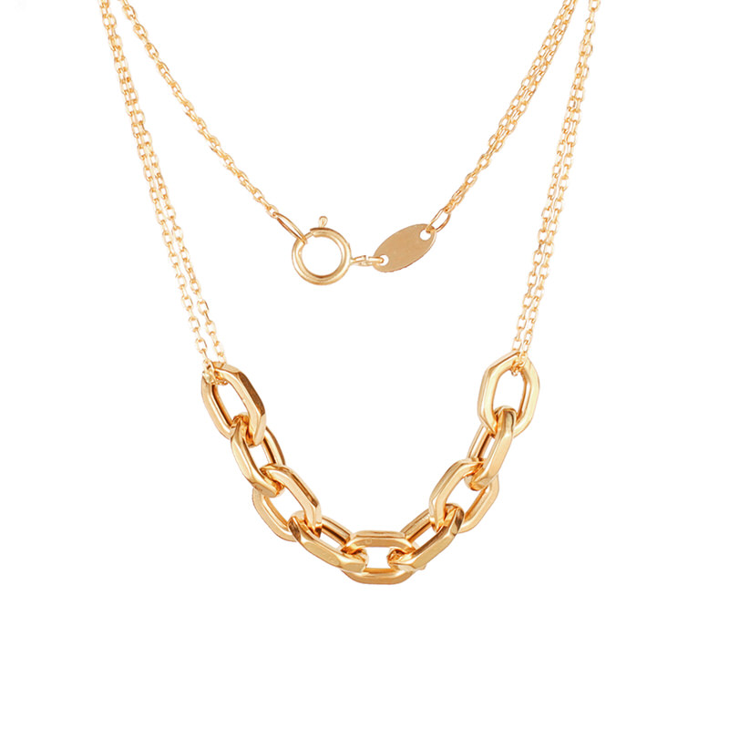 گردنبند طلا زنانه طرح ترکیبی قو طلایی مدل زنجیر فلامینگو و هرمس  -2.00