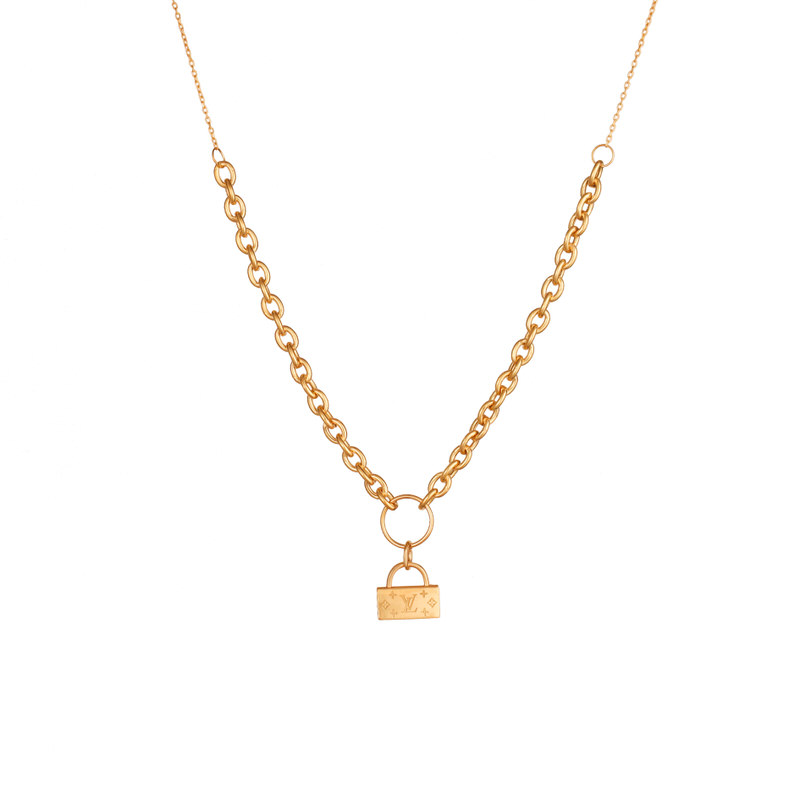 گردنبند طلا زنانه طرح قفل لویی ویتونLV قو طلایی-1.00