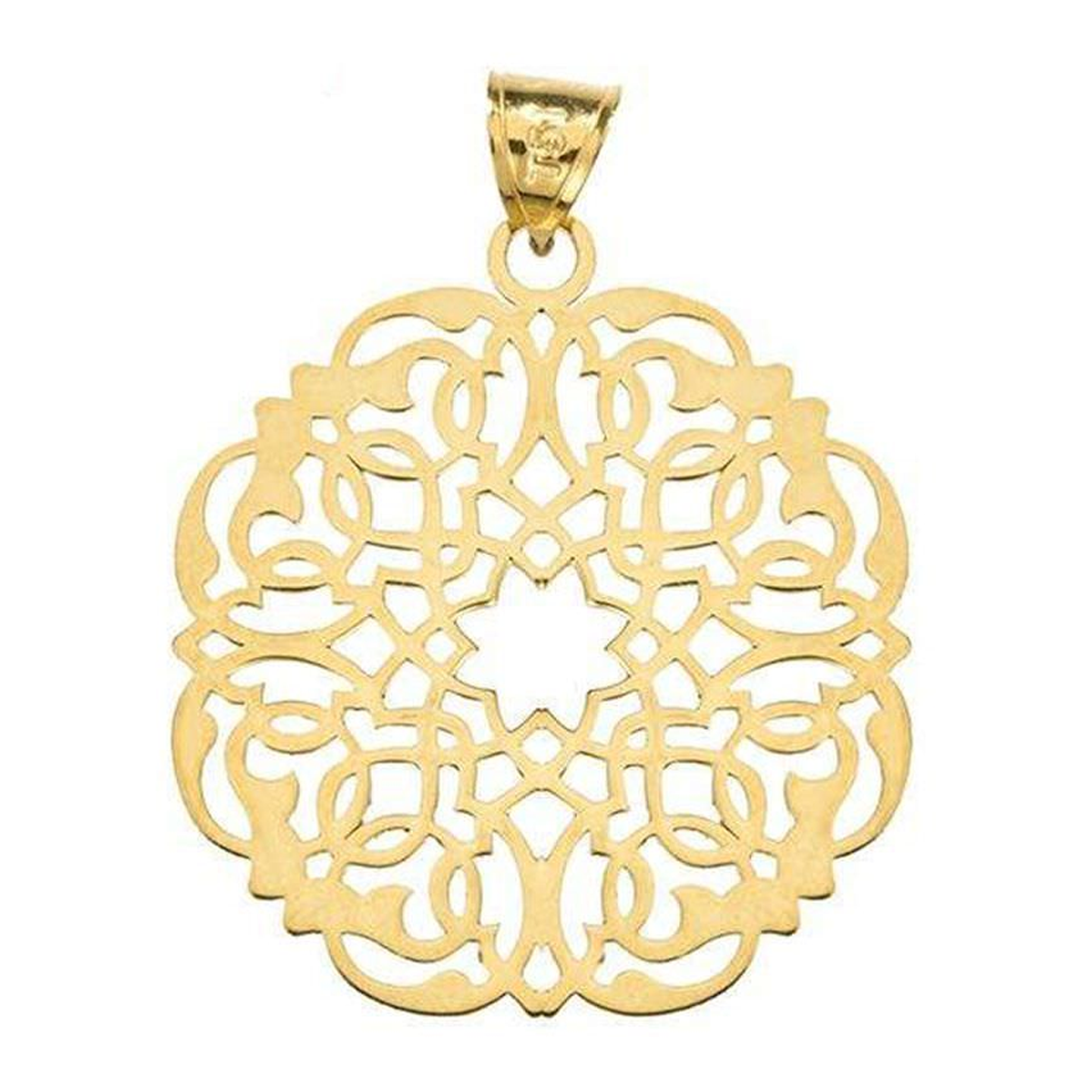 آویز طلا زنانه طرح اسلیمی پیچیده قو طلایی کد P003716-0.68 آویز طلا زنانه طرح اسلیمی پیچیده قو طلایی کد P003716-0.68