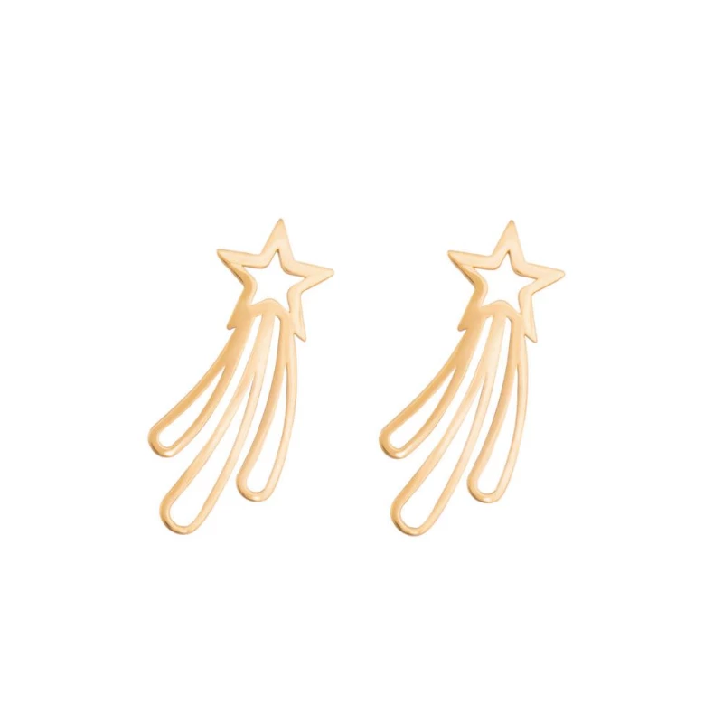 گوشواره طلا زنانه طرح ستاره دنباله دار قو طلایی-0.80 گوشواره طلا زنانه طرح ستاره دنباله دار قو طلایی-0.80