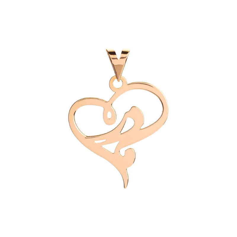 آویز طلا زنانه طرح مادر داخل قلب قو طلایی-0.80 آویز طلا زنانه طرح مادر داخل قلب قو طلایی-0.80