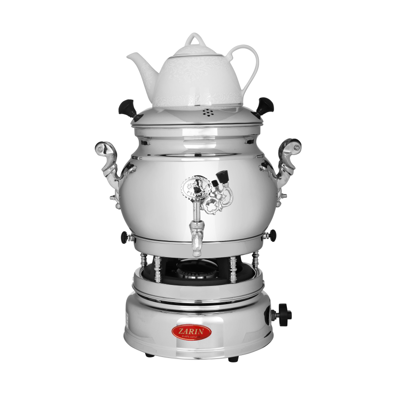 سماور گازی زرین مدل سه کاره دلینا 218 ظرفیت 6 لیتر-استیل