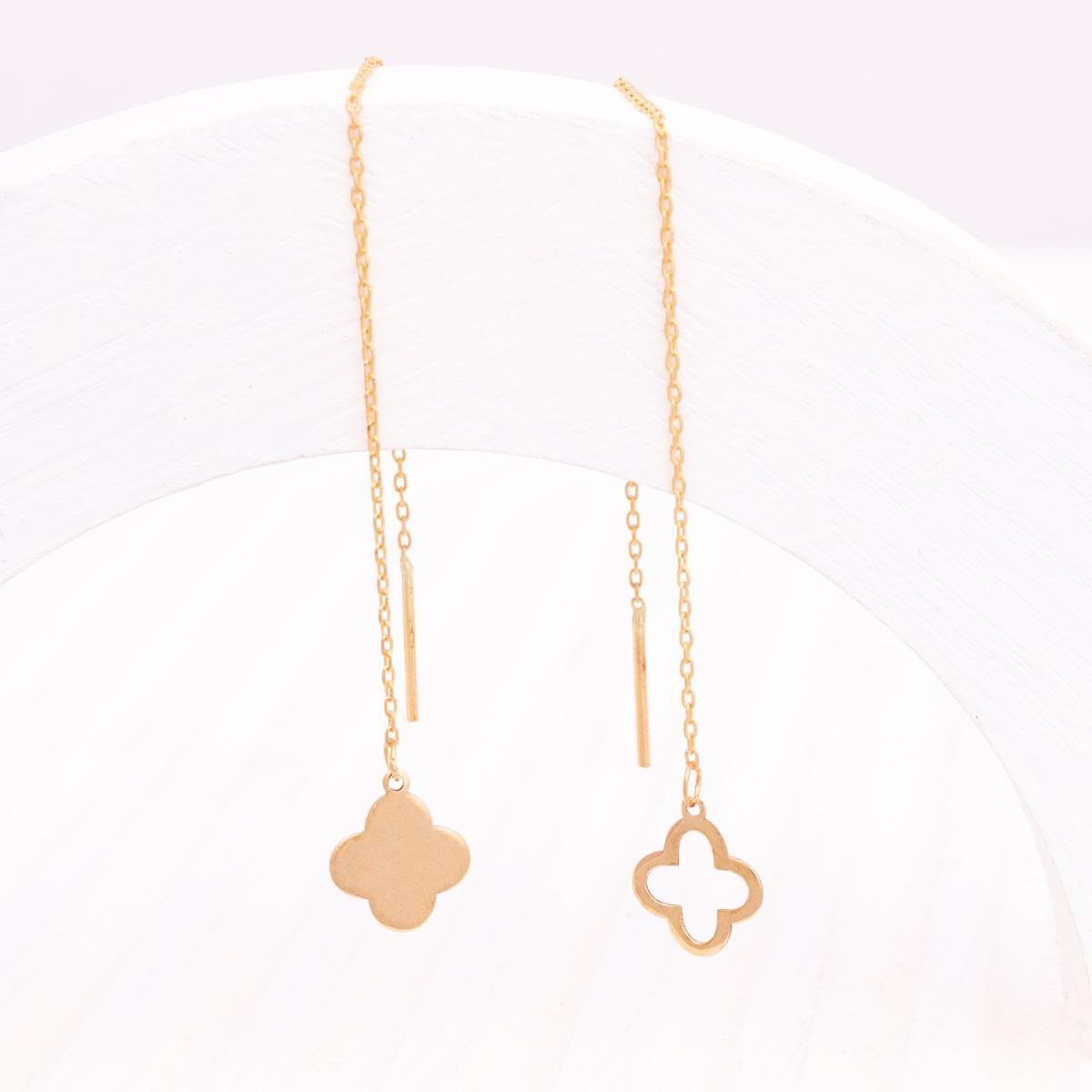 گوشواره طلا زنانه طرح ونکلیف مینیمال قو طلایی کد 051380-1.10 گوشواره طلا زنانه طرح ونکلیف مینیمال قو طلایی کد 051380-1.10