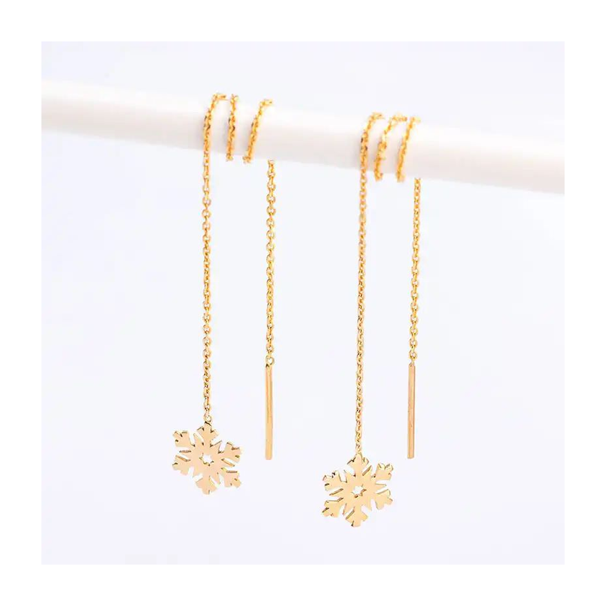 گوشواره طلا زنانه طرح برف یک جفت قو طلایی کد E012978-0.80