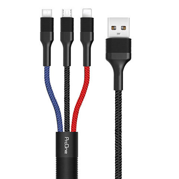 کابل تبدیل USB به USB-C / microUSB / لایتنینگ پرووان مدل PCC280 طول 1 متر-مشکی کابل تبدیل USB به USB-C / microUSB / لایتنینگ پرووان مدل PCC280 طول 1 متر-مشکی