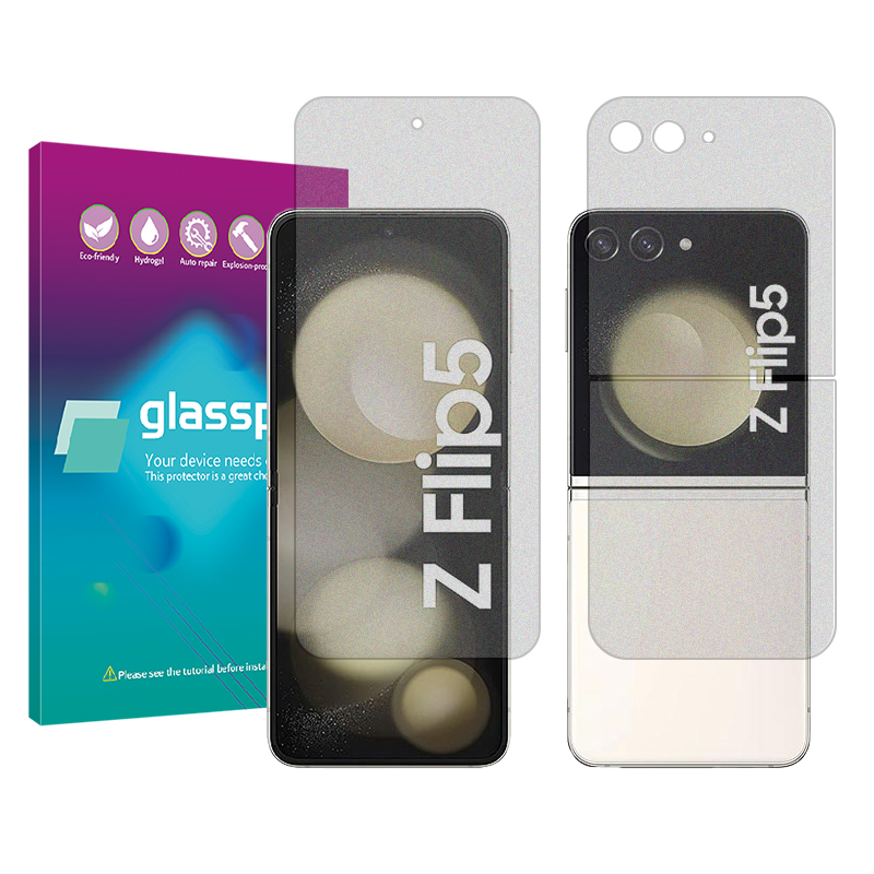 محافظ صفحه نمایش مات گلس پرو مدل Resistant مناسب برای گوشی موبایل سامسونگ Galaxy Z Flip5 به همراه محافظ پشت گوشی محافظ صفحه نمایش مات گلس پرو مدل Resistant مناسب برای گوشی موبایل سامسونگ Galaxy Z Flip5 به همراه محافظ پشت گوشی