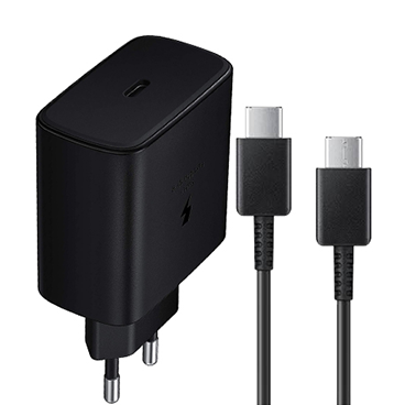 شارژر دیواری سامسونگ 5 ولت 3 آمپر بدون تبدیل مدل TA-845 به همراه کابل تایپ سی-سفید