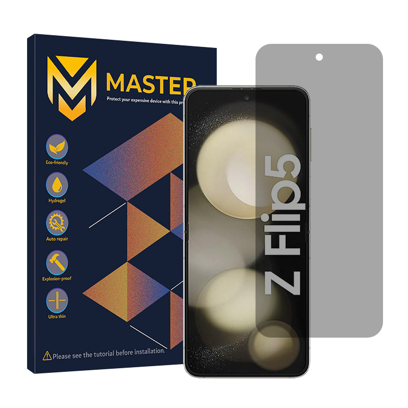 محافظ صفحه نمایش حریم شخصی مستر مدل Resistant مناسب برای گوشی موبایل سامسونگ Galaxy Z Flip5 محافظ صفحه نمایش حریم شخصی مستر مدل Resistant مناسب برای گوشی موبایل سامسونگ Galaxy Z Flip5
