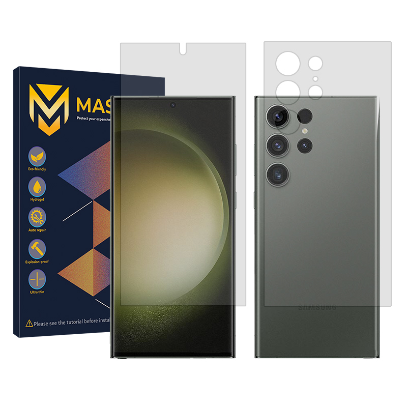 محافظ صفحه نمایش شفاف مستر مدل Resistant مناسب برای گوشی موبایل سامسونگ Galaxy S23 Ultra به همراه محافظ پشت گوشی محافظ صفحه نمایش شفاف مستر مدل Resistant مناسب برای گوشی موبایل سامسونگ Galaxy S23 Ultra به همراه محافظ پشت گوشی