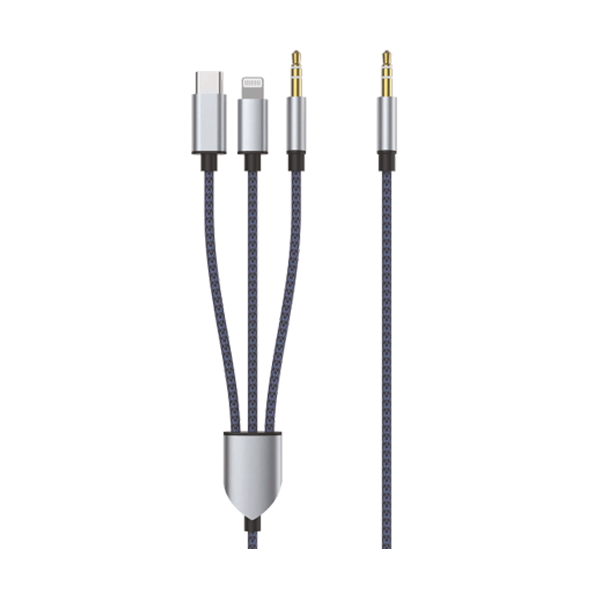 کابل AUX به تایپ سی و لایتنینگ کی اف سنیور مدل A-400 طول 1.2 متر-خاکستری کابل AUX به تایپ سی و لایتنینگ کی اف سنیور مدل A-400 طول 1.2 متر-خاکستری