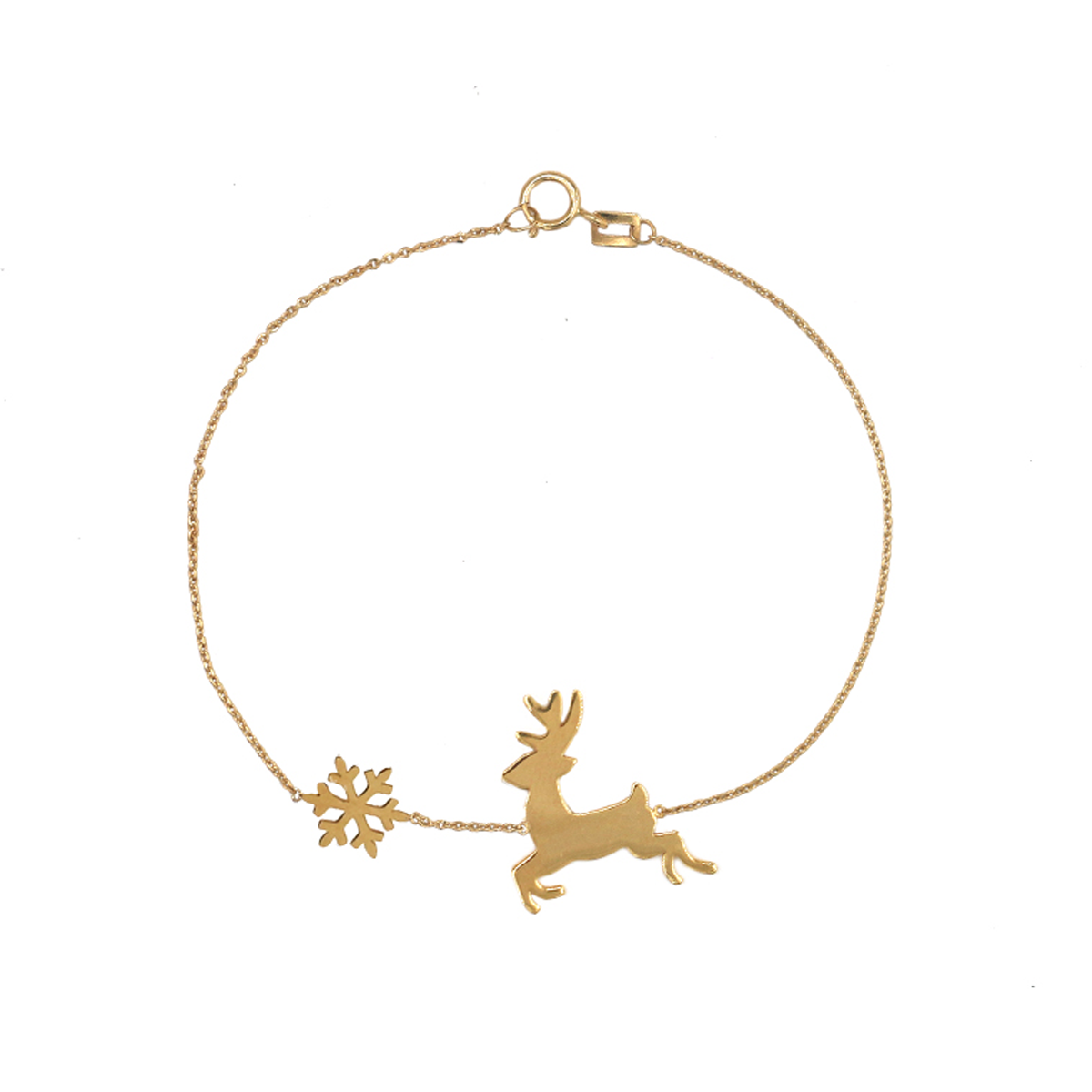 دستبند طلا زنانه طرح رودولف گوزن کریسمس قو طلایی کد B012343-1.10