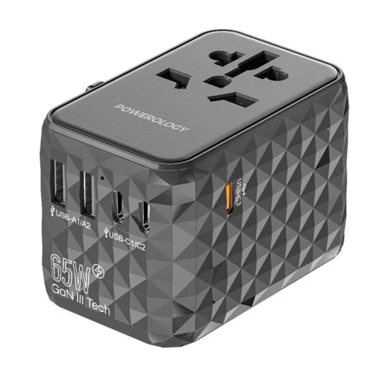شارژر دیواری پاورولوجی مدل Universal Multi-Port Travel Adapter PD 65W P65W3PD توان 65 وات-خاکستری شارژر دیواری پاورولوجی مدل Universal Multi-Port Travel Adapter PD 65W P65W3PD توان 65 وات-خاکستری