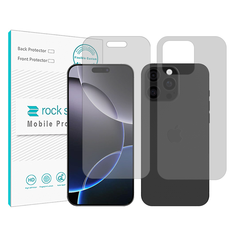 محافظ صفحه نمایش شفاف راک اسپیس مدل Shield مناسب برای گوشی موبایل اپل iPhone 16 Pro به همراه محافظ پشت گوشی  محافظ صفحه نمایش شفاف راک اسپیس مدل Shield مناسب برای گوشی موبایل اپل iPhone 16 Pro به همراه محافظ پشت گوشی