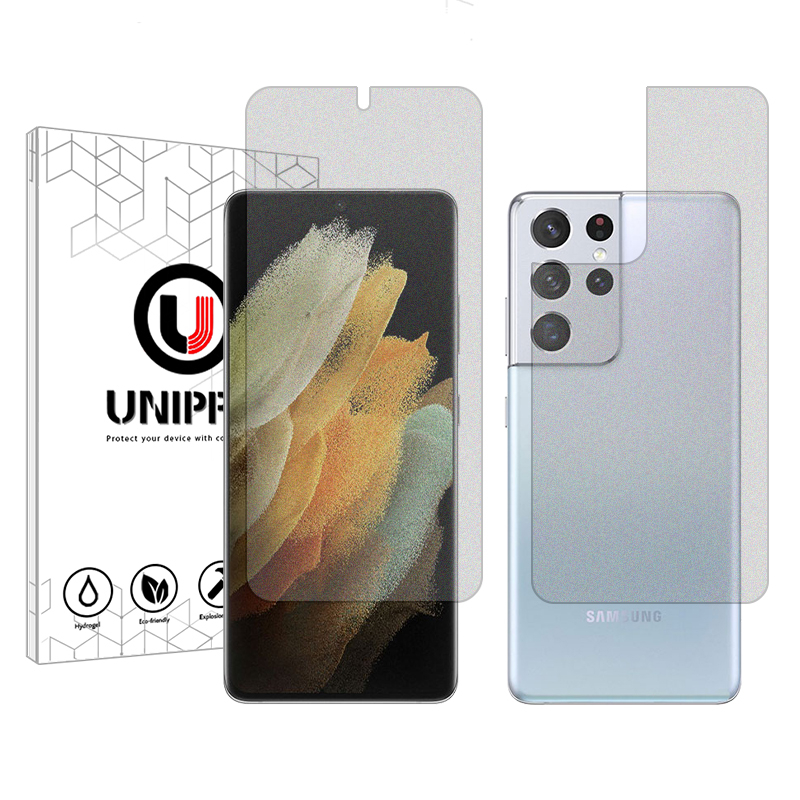 محافظ صفحه نمایش مات یونی پرو مدل Explosion Proof مناسب برای گوشی موبایل سامسونگ Galaxy S21 Ultra 5G به همراه محافظ پشت گوشی محافظ صفحه نمایش مات یونی پرو مدل Explosion Proof مناسب برای گوشی موبایل سامسونگ Galaxy S21 Ultra 5G به همراه محافظ پشت گوشی