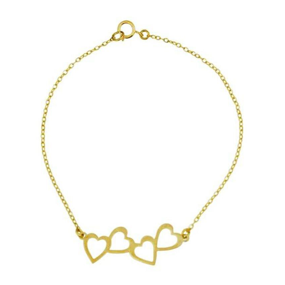 دستبند طلا زنانه طرح چهار قلب قو طلایی کد B035813-1.28 دستبند طلا زنانه طرح چهار قلب قو طلایی کد B035813-1.28