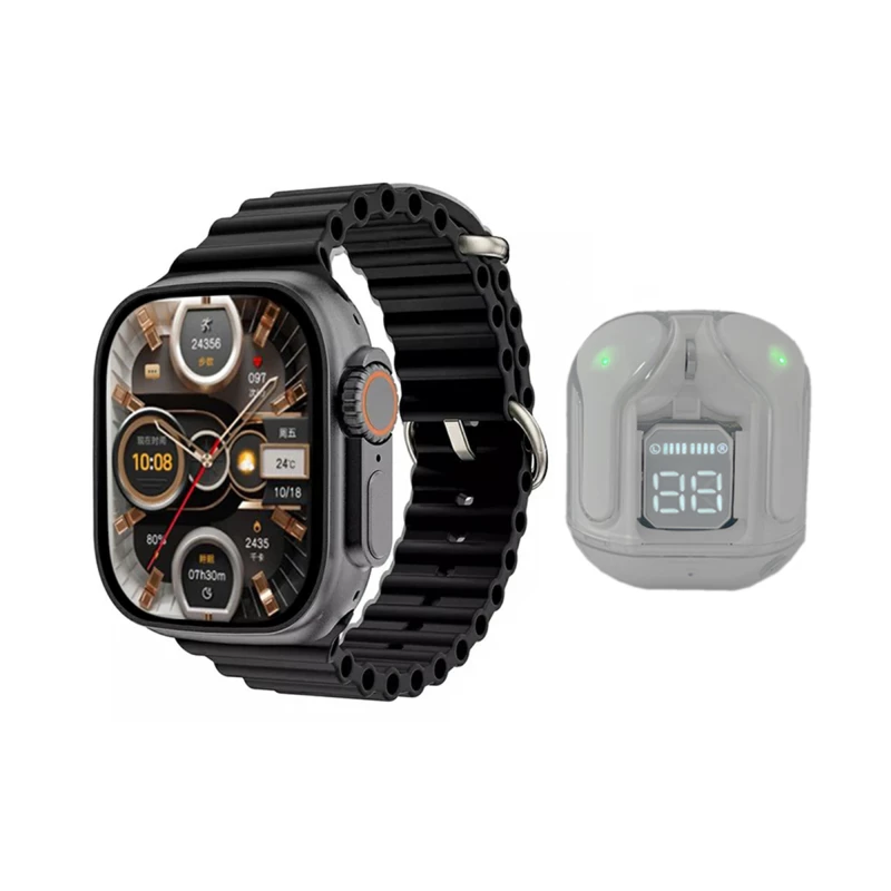 ساعت هوشمند ویسمی مدل WS-X19 Ultra 3 به همراه هندزفری بلوتوثی-تیتانیوم ساعت هوشمند ویسمی مدل WS-X19 Ultra 3 به همراه هندزفری بلوتوثی-تیتانیوم