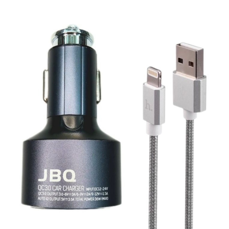 شارژر فندکی جی بی کیو مدل c7030 به همراه کابل تبدیل لایتنینگ شارژر فندکی جی بی کیو مدل c7030 به همراه کابل تبدیل لایتنینگ