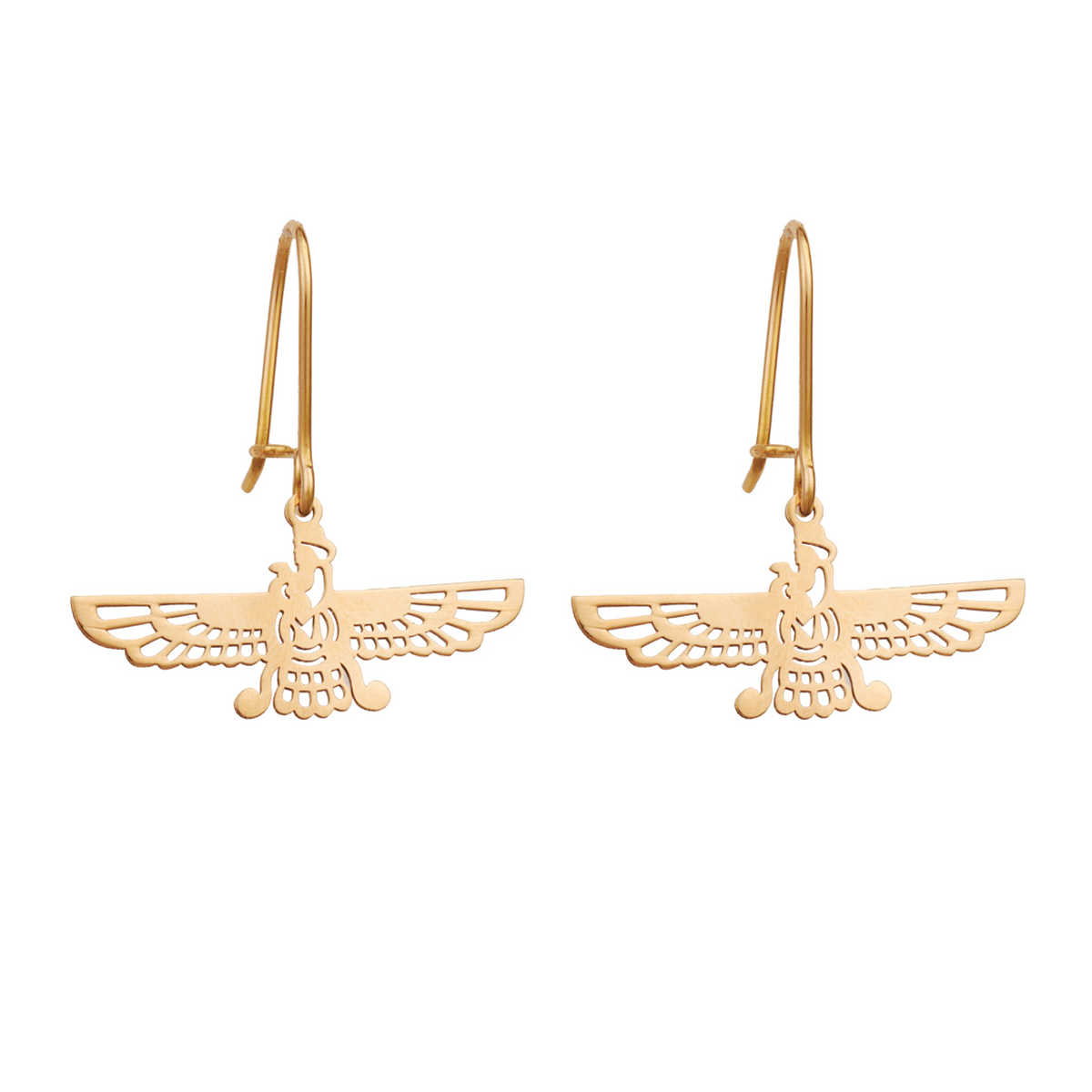 گوشواره طلا زنانه طرح فروهر قو طلایی کد E009578-1.80 گوشواره طلا زنانه طرح فروهر قو طلایی کد E009578-1.80