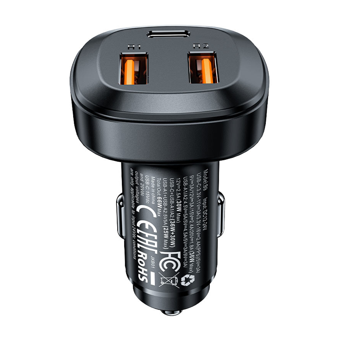 شارژر فندکی ایس فست مدل B9 66W -مشکی  شارژر فندکی ایس فست مدل B9 66W -مشکی