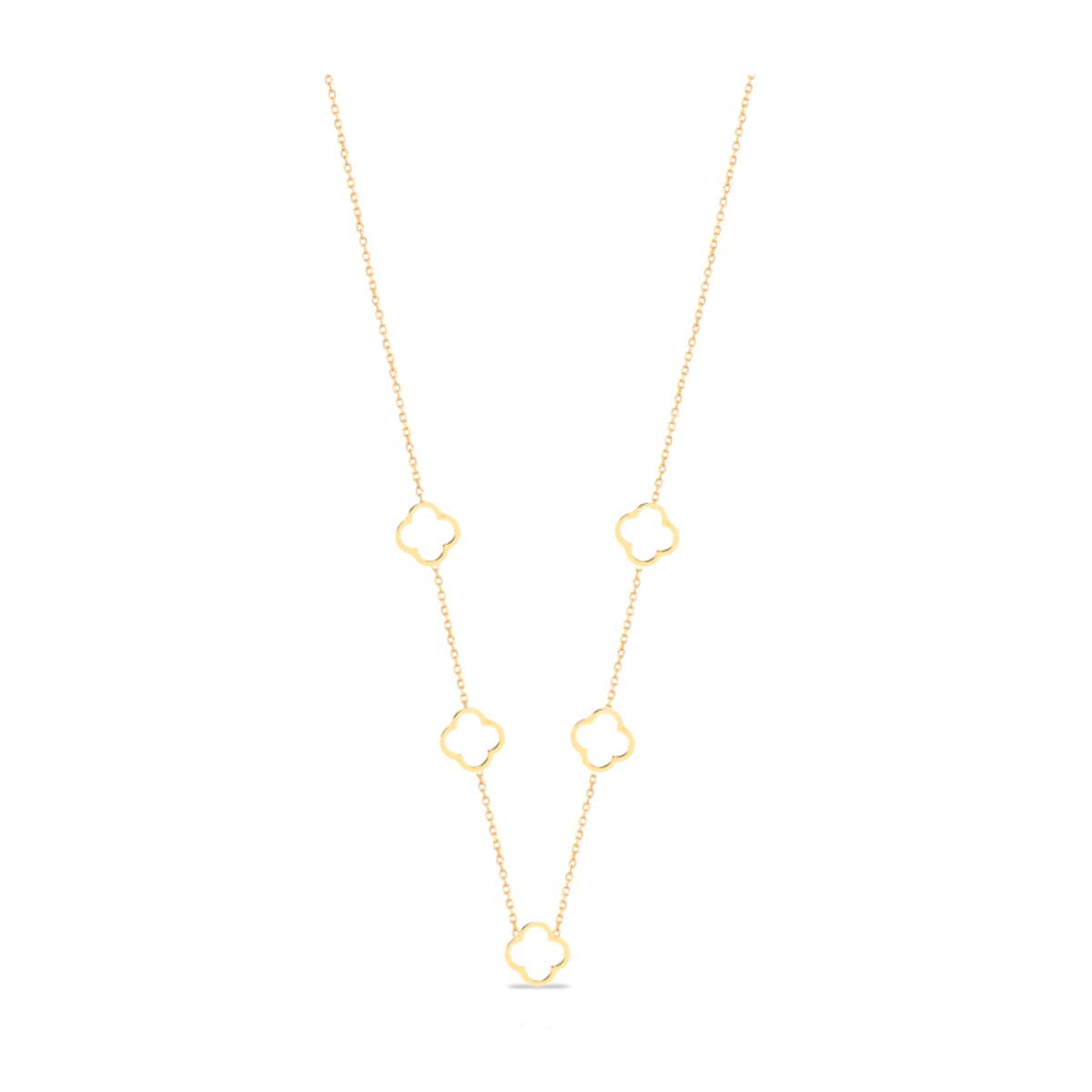 گردنبند طلا زنانه طرح ونکلیف خالی 5 تایی قو طلایی کد N051814-1.70 گردنبند طلا زنانه طرح ونکلیف خالی 5 تایی قو طلایی کد N051814-1.70