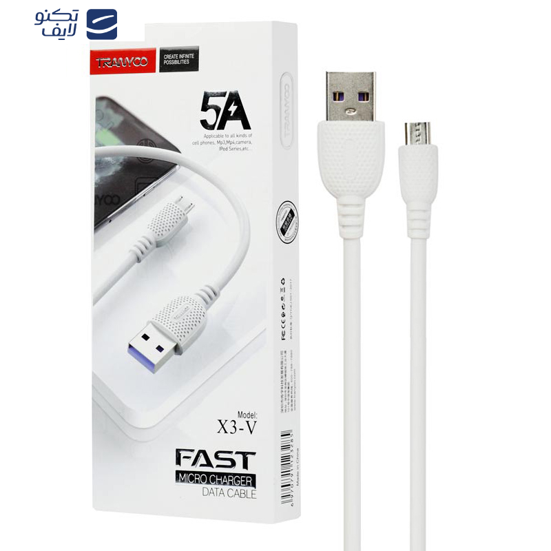 کابل تبدیل USB به microUSB ترانیو مدل X3-V طول 1 متر کابل تبدیل USB به microUSB ترانیو مدل X3-V طول 1 متر