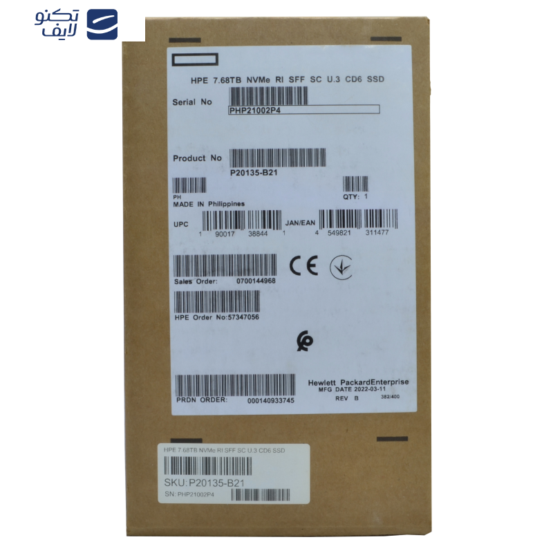اس اس دی اینترنال اچ پی ای مدل  Retail Pack مدل P20135-B21 NVMe ظرفیت 7.68 ترابایت اس اس دی اینترنال اچ پی ای مدل  Retail Pack مدل P20135-B21 NVMe ظرفیت 7.68 ترابایت