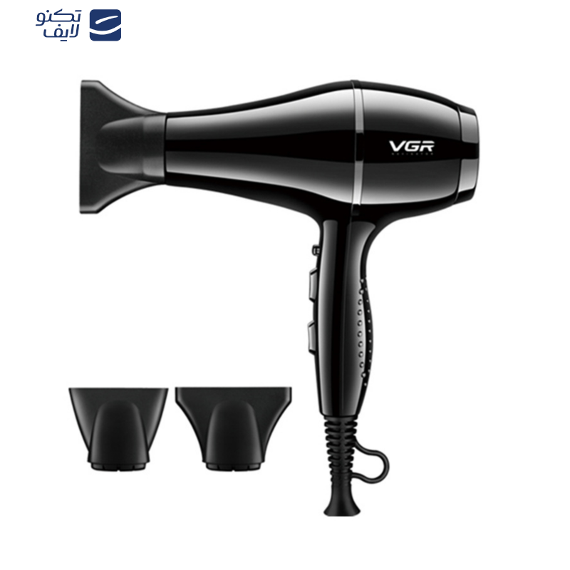 سشوار حرفهای وی جی ار مدل V-414، موتور AC با توان مصرفی 2200 وات، دارای فناوری تولید یون، دارای حلقه آویختن، با حالت صافکننده و حجمدهنده، وزن 802 گرم، تنظیم حرارت 3 حالته و کنترل سرعت 2 حالته، به همراه 3 عدد سری متمرکزکننده سشوار حرفهای وی جی ار مدل V-414، موتور AC با توان مصرفی 2200 وات، دارای فناوری تولید یون، دارای حلقه آویختن، با حالت صافکننده و حجمدهنده، وزن 802 گرم، تنظیم حرارت 3 حالته و کنترل سرعت 2 حالته، به همراه 3 عدد سری متمرکزکننده