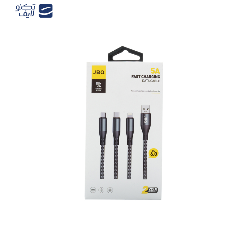  کابل تبدیل USB به Micro USB , Lightning , USB-C جی بی کیو مدل CA-633 طول 1 متر