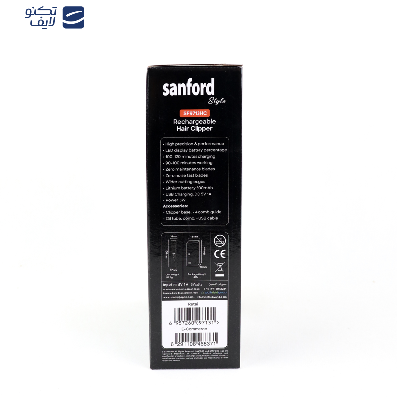 ماشین اصلاح موی سر و صورت شارژی سانفورد مدل SF9713HC ماشین اصلاح موی سر و صورت شارژی سانفورد مدل SF9713HC