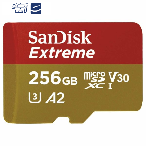 کارت حافظه microSDXC  سن دیسک مدل Extreme کلاس A2 استاندارد UHS-I U3 سرعت 190MBps ظرفیت 256 گیگابایت کارت حافظه microSDXC  سن دیسک مدل Extreme کلاس A2 استاندارد UHS-I U3 سرعت 190MBps ظرفیت 256 گیگابایت