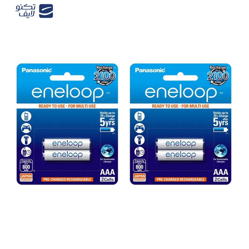 باتری نیم قلمی قابل شارژ پاناسونیک مدل eneloop 800mAh بسته 4 عددی