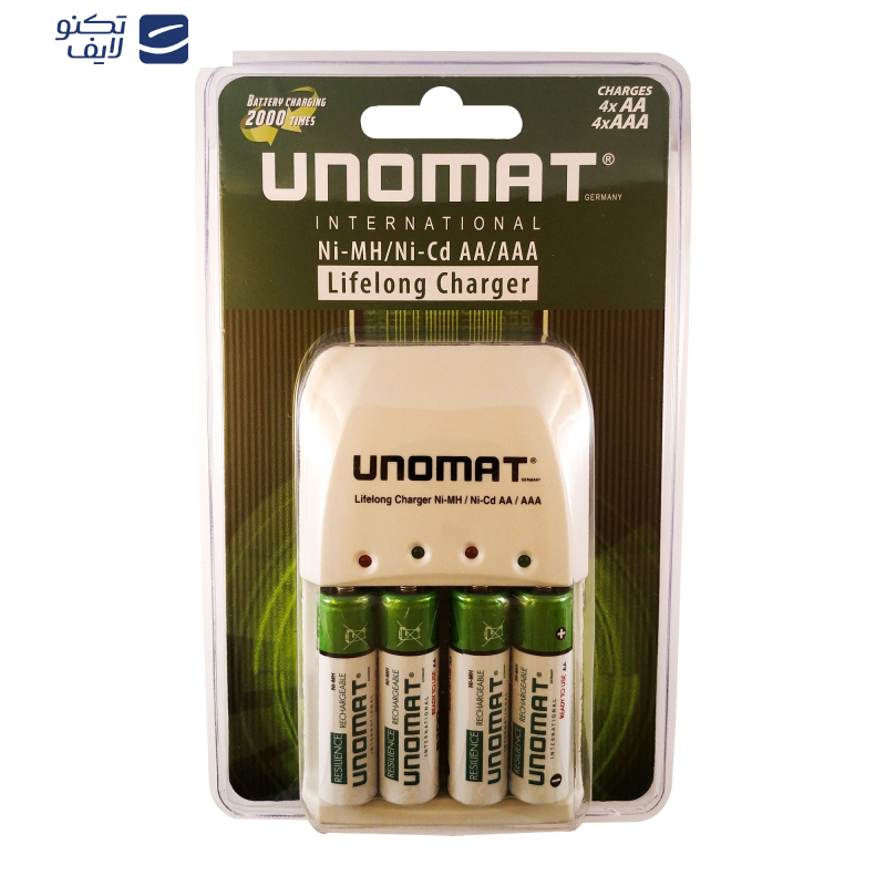 شارژر باتری یونومات مدل B-PSC001 به همراه 4 عدد باتری شارژر باتری یونومات مدل B-PSC001 به همراه 4 عدد باتری