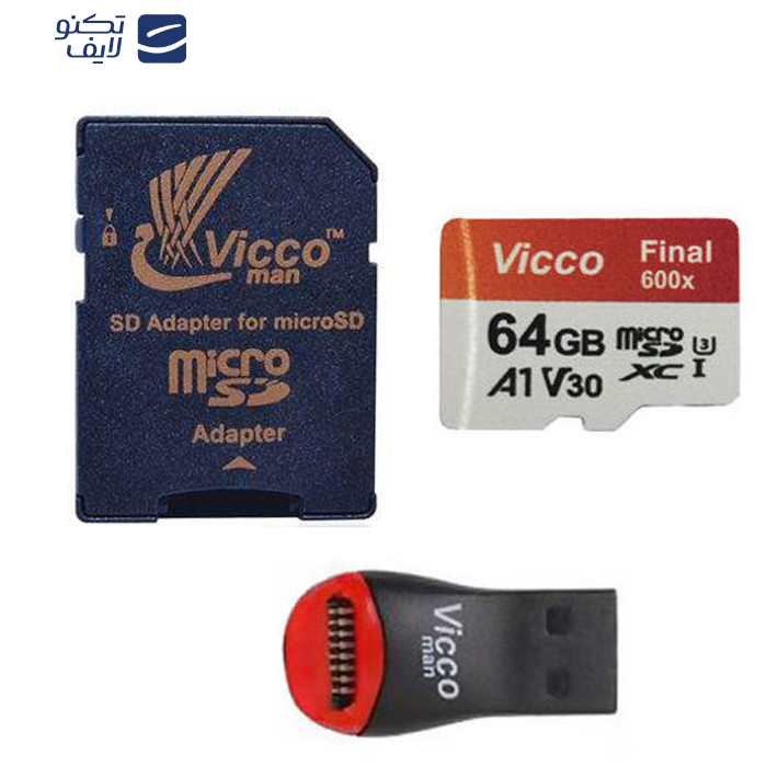 کارت حافظه microSDXC ویکو من مدل Final 600X کلاس 10 استاندارد UHS-I U3 سرعت 90MBps ظرفیت 64گیگابایت همراه با کارت خوان کارت حافظه microSDXC ویکو من مدل Final 600X کلاس 10 استاندارد UHS-I U3 سرعت 90MBps ظرفیت 64گیگابایت همراه با کارت خوان