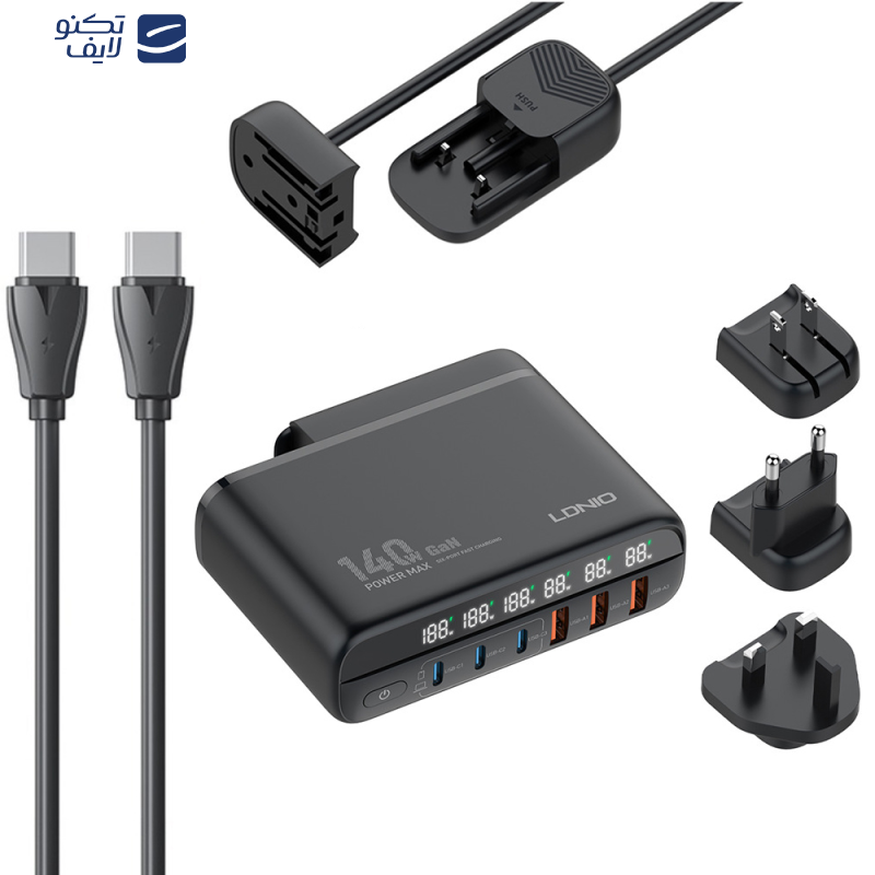 شارژر رومیزی 140 وات الدینیو مدل GaN A6140C 