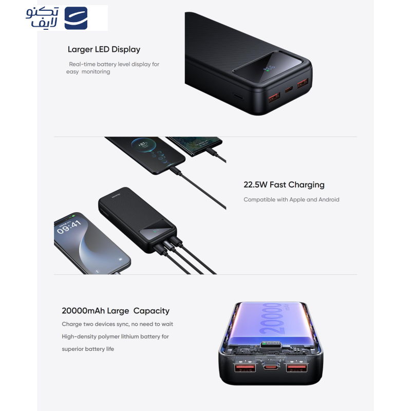 پاوربانک مک دودو مدل 22.5W MC-423 ظرفیت 20000 میلی آمپر ساعت پاوربانک مک دودو مدل 22.5W MC-423 ظرفیت 20000 میلی آمپر ساعت