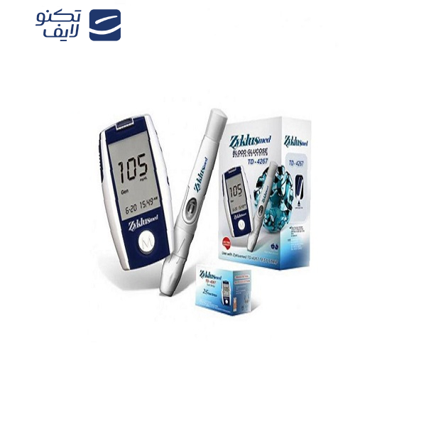 دستگاه تست قند خون زیکلاس مد مدل TD-4267 به همراه نوار تست قند خون مدل 05 مجموعه 6 عددی