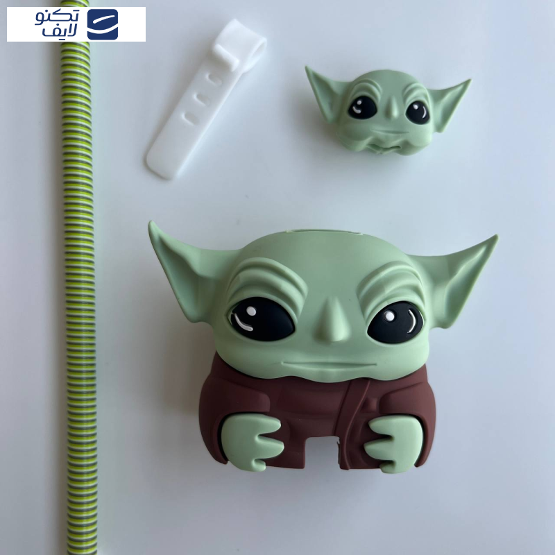 محافظ کابل طرح فانتزی مدل بیبی یودا به همراه محافظ شارژر دیواری مجموعه 4 عددی