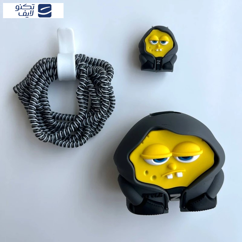 محافظ کابل وال کیس طرح باب اسفنجی به همراه محافظ شارژر دیواری 25 وات سامسونگ مجموعه 4 عددی محافظ کابل وال کیس طرح باب اسفنجی به همراه محافظ شارژر دیواری 25 وات سامسونگ مجموعه 4 عددی