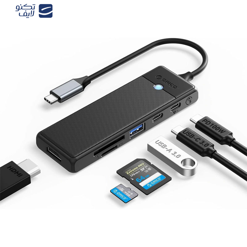 هاب 6 پورت USB-C اوریکو مدل PWD-6PS هاب 6 پورت USB-C اوریکو مدل PWD-6PS