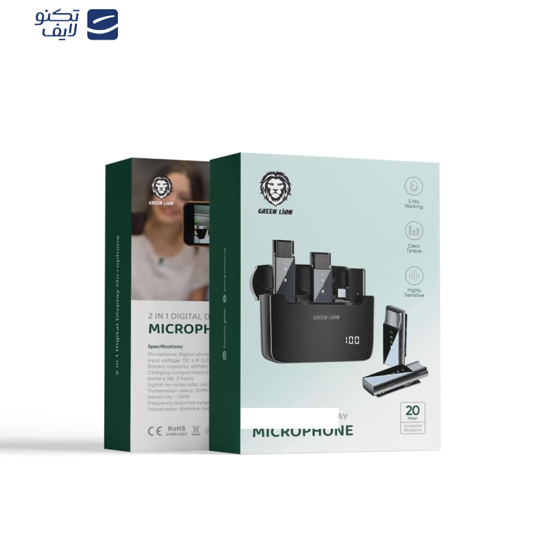 میکروفن بی سیم گرین لاین مدل 2in1 DIGITAL DISPLAY LITHTNING میکروفن بی سیم گرین لاین مدل 2in1 DIGITAL DISPLAY LITHTNING