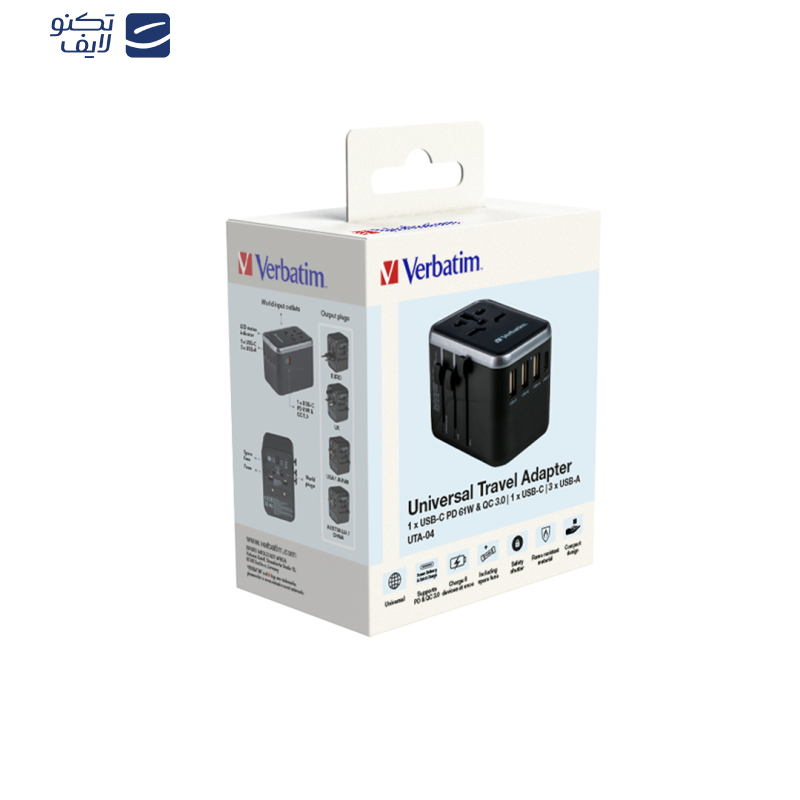 شارژر دیواری 61 وات 4 پورت ورباتیم مدل UTA-04 شارژر دیواری 61 وات 4 پورت ورباتیم مدل UTA-04