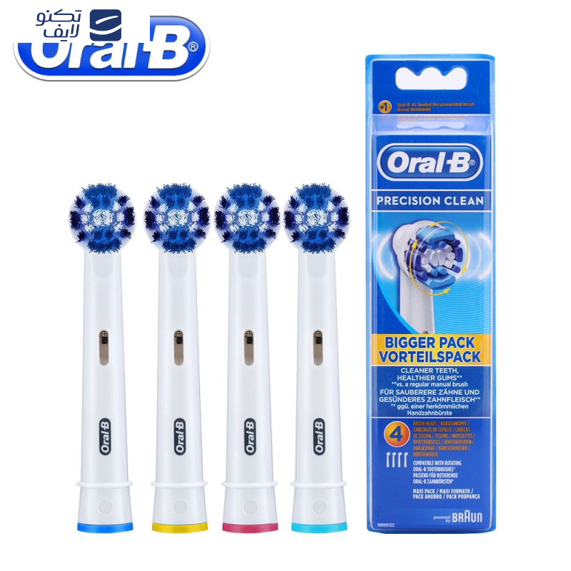 سری یدک مسواک برقی اورال-بی مدل PRECISION CLEAN بسته 4 عددی
