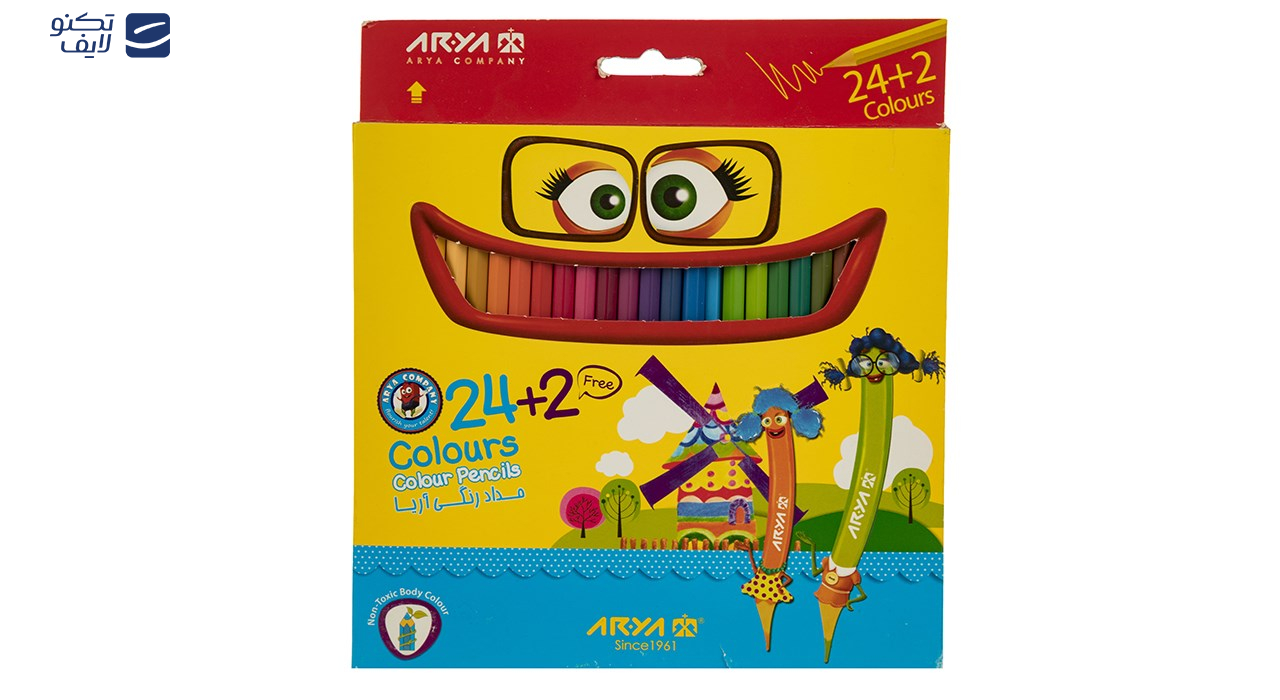 مداد رنگی 2+24 رنگ آریا مدل 3017 مداد رنگی 2+24 رنگ آریا مدل 3017