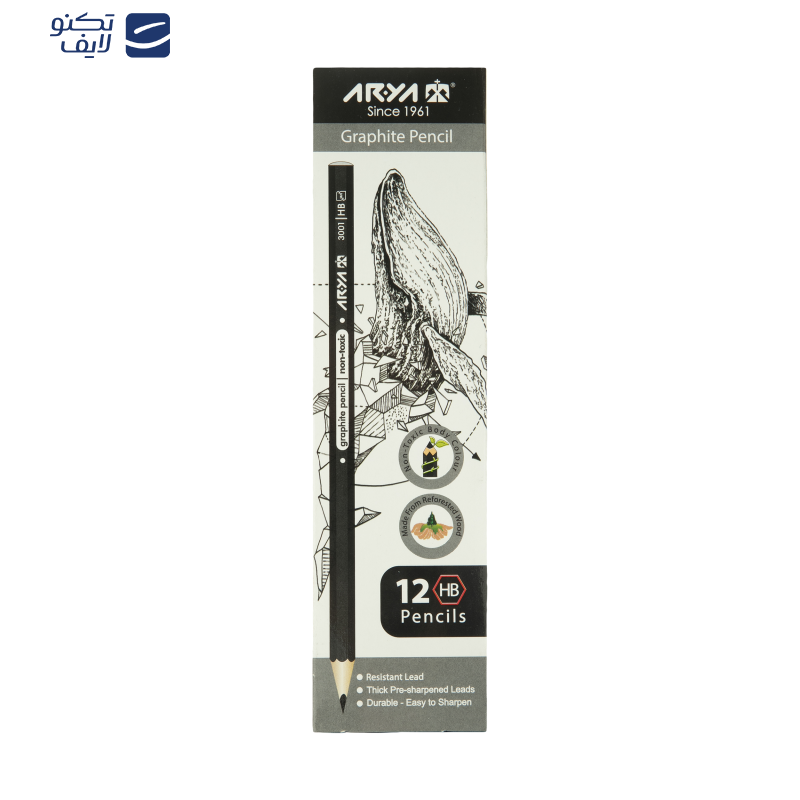 مداد مشکی آریا کد 3001 بسته 12 عددی مداد مشکی آریا کد 3001 بسته 12 عددی