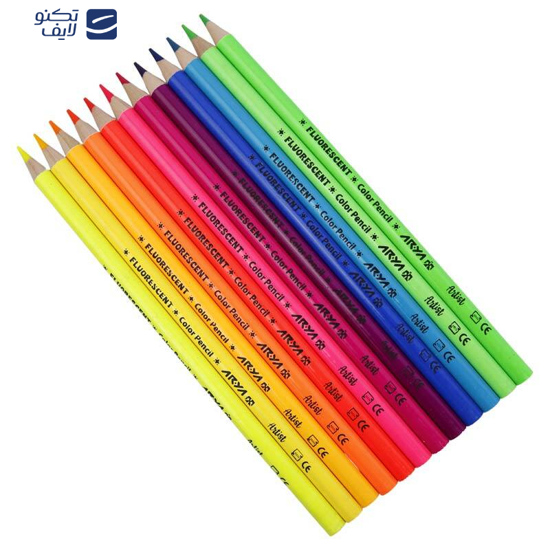 مداد رنگی 12 رنگ آریا مدل فلورسنت کد 3611 مداد رنگی 12 رنگ آریا مدل فلورسنت کد 3611