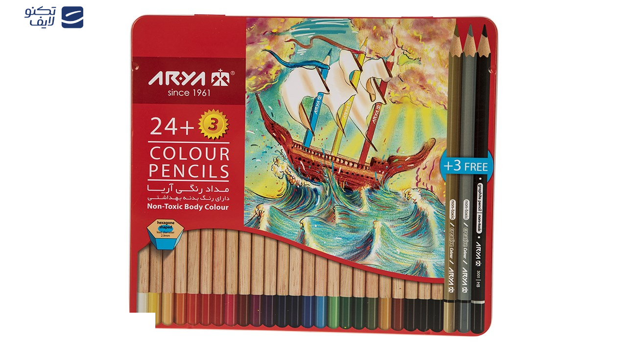 مداد رنگی 24+3 رنگ آریا مدل 3022 مداد رنگی 24+3 رنگ آریا مدل 3022