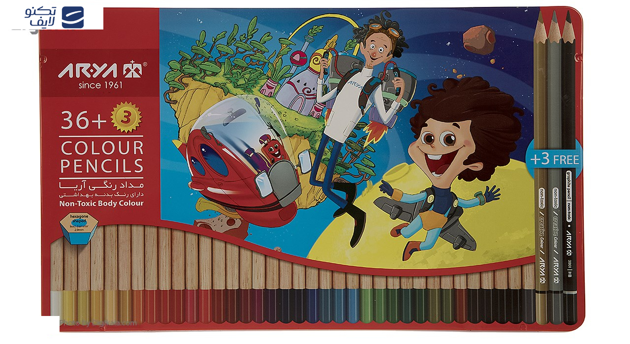 مداد رنگی 36+3 رنگ آریا مدل 3023 مداد رنگی 36+3 رنگ آریا مدل 3023
