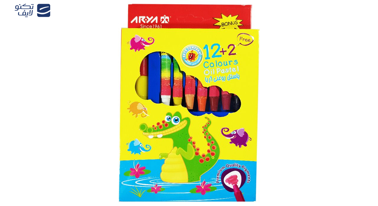 پاستل روغنی 2+12 رنگ آریا کد 2027 Mr. Croc