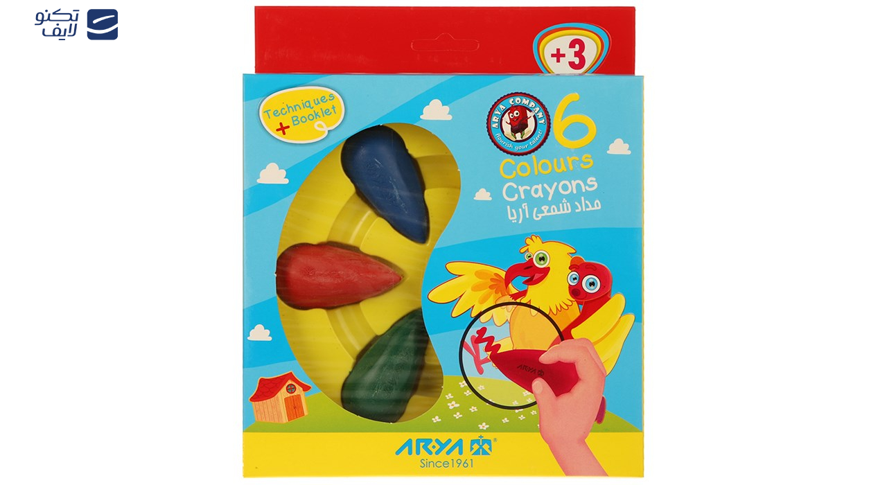 مداد شمعی 6 رنگ آریا مدل 2054 مداد شمعی 6 رنگ آریا مدل 2054